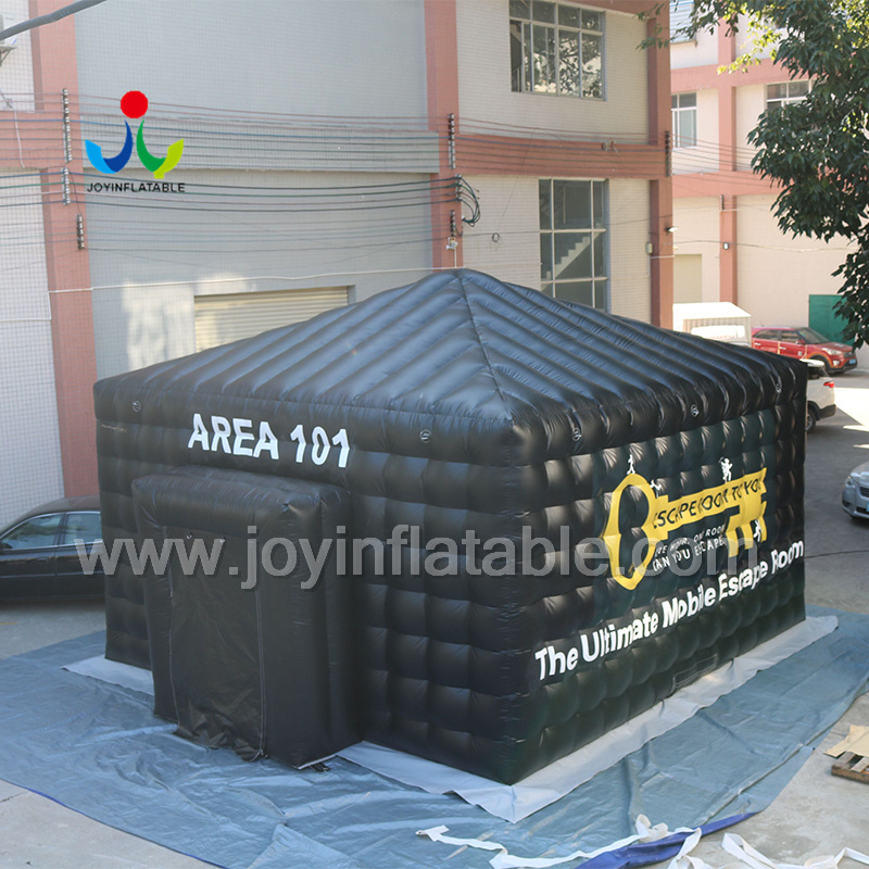 JOY inflatable Black Color Inflatable Mobile Escape Room With LED Light Inflatable cube tent image49