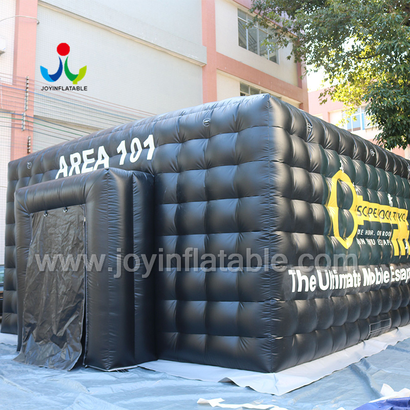 JOY inflatable Black Color Inflatable Mobile Escape Room With LED Light Inflatable cube tent image49