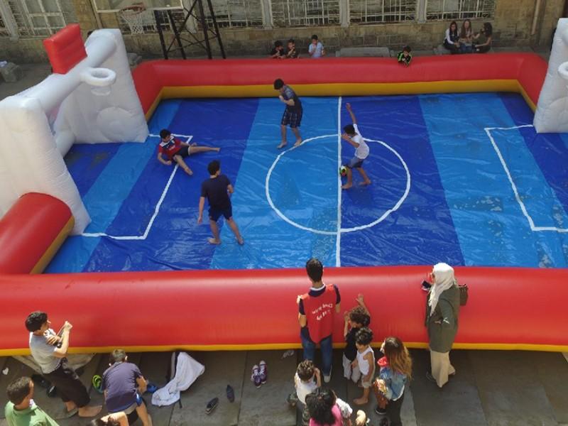 JOY inflatable New blow up soccer field supply for water soap sport event